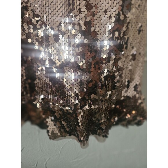 Free People Copper Sequin Dress Size 4 Mini Ruffle Prom - Picture 4 of 8